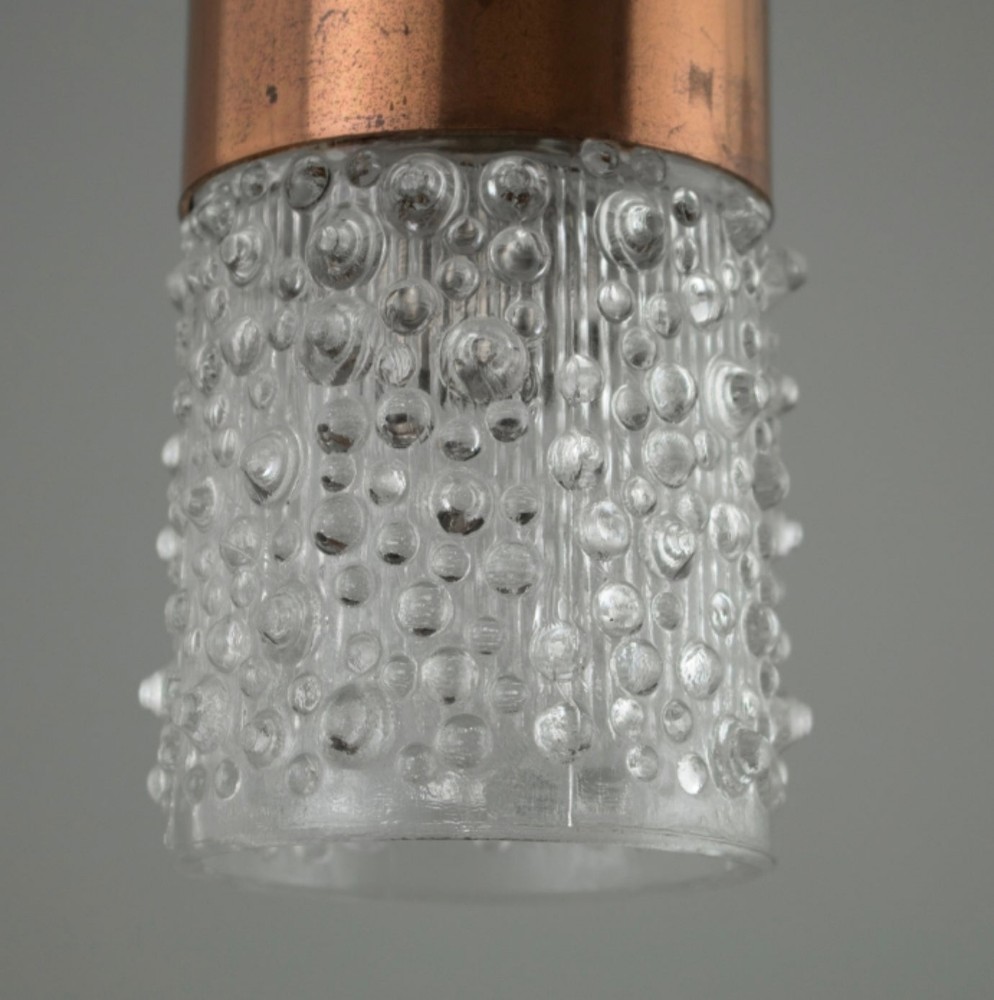 Mid 20th Century Molded Glass Pendant Lights Germany With Copper