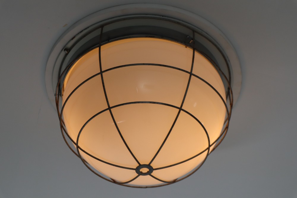 Midcentury Industrial Ceiling Lights Sconces With Opaline Glass