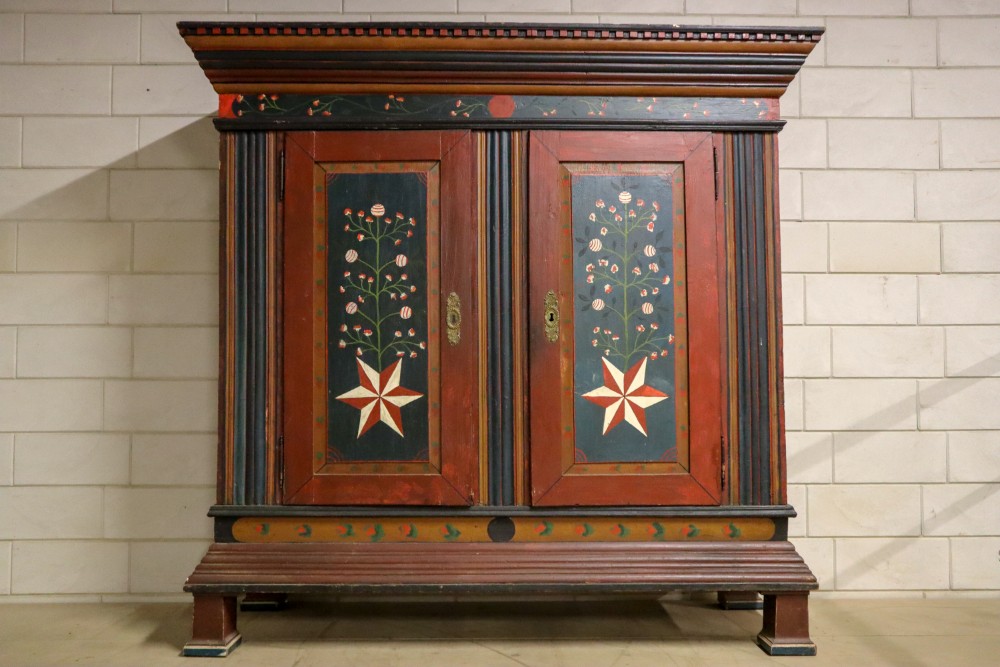Primitive Pine Original Painted Armoire Early 19th Century
