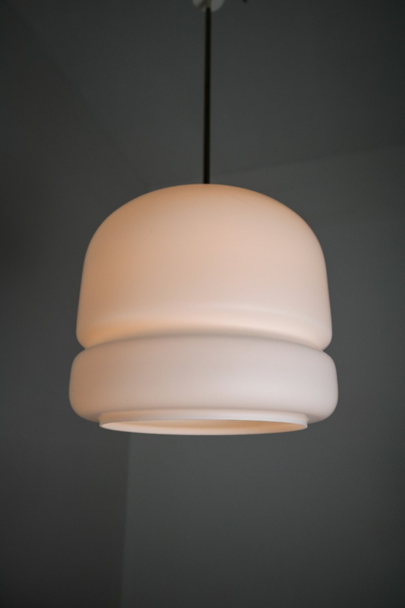 10 Elegant Opaline Midcentury Opaline Glass Pendant , 1960s Mid-20th century