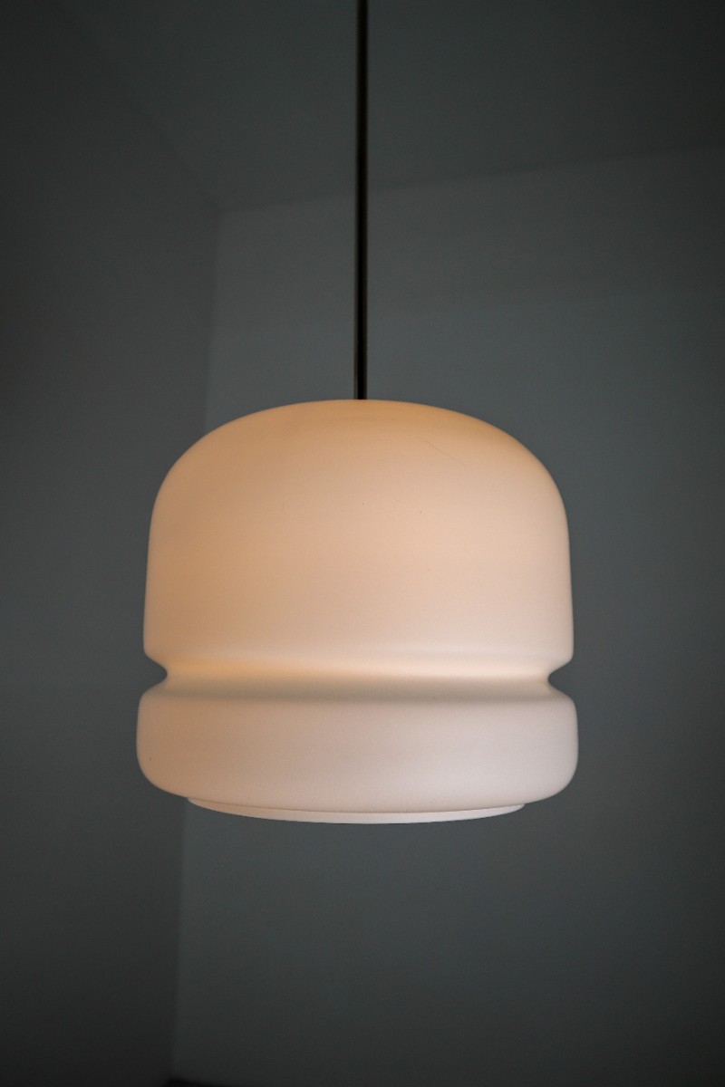 10 Elegant Opaline Midcentury Opaline Glass Pendant , 1960s Mid-20th century