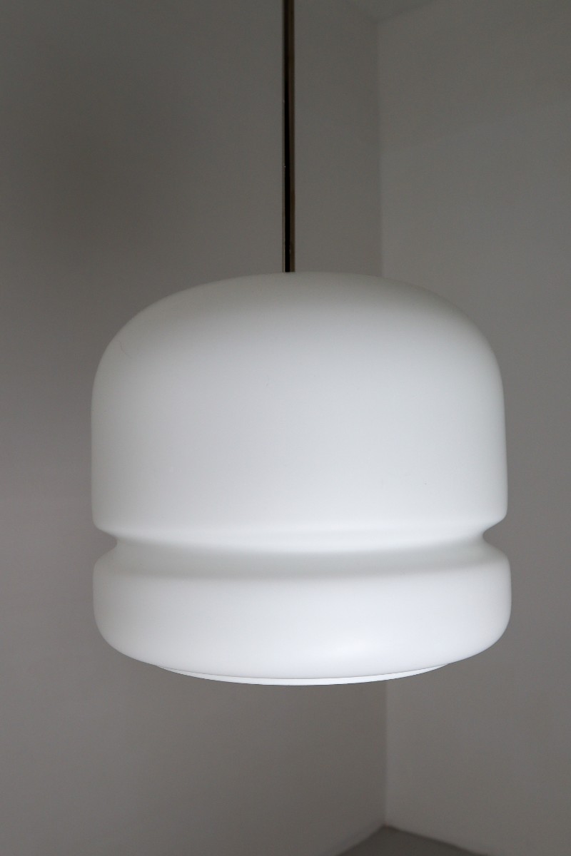 10 Elegant Opaline Midcentury Opaline Glass Pendant , 1960s Mid-20th century