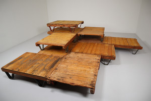 100 + antique industrial wood-iron Pallets / coffee tables Early-20th century