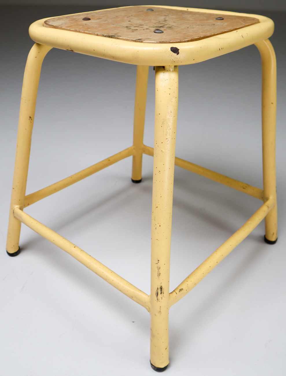 15 yellow French Industrial Stools Mid-20th century