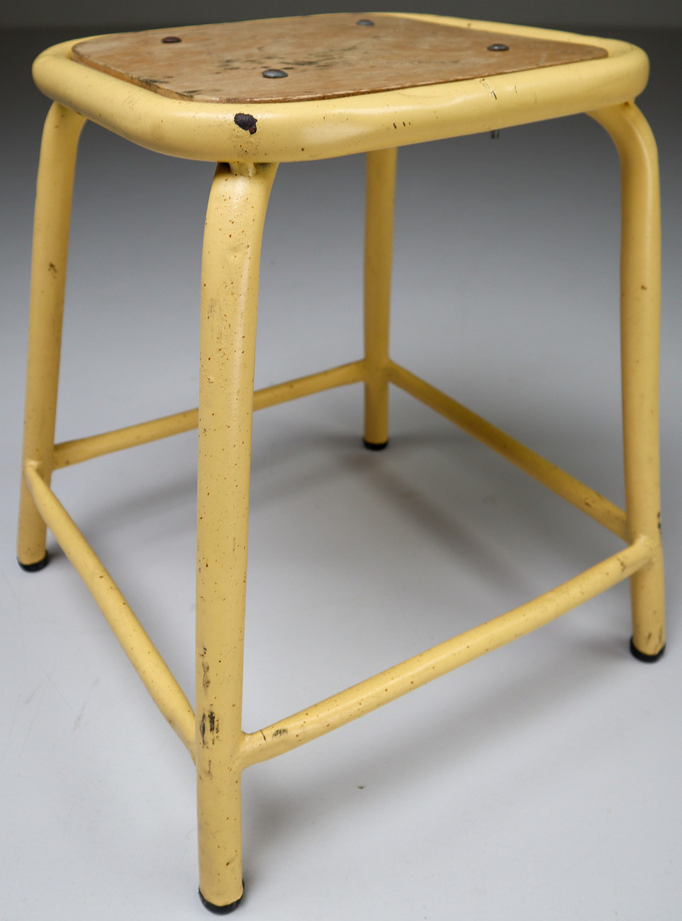15 yellow French Industrial Stools Mid-20th century