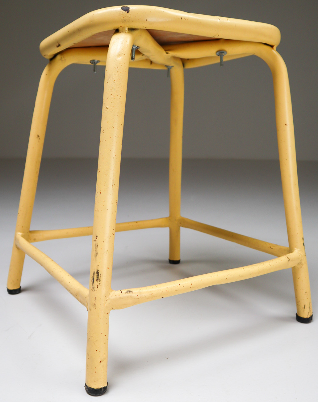15 yellow French Industrial Stools Mid-20th century