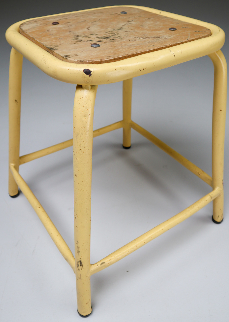 15 yellow French Industrial Stools Mid-20th century