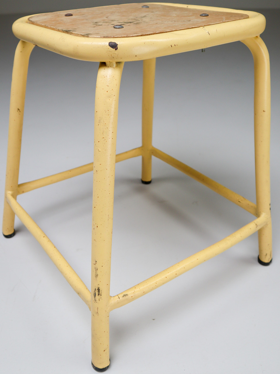 15 yellow French Industrial Stools Mid-20th century