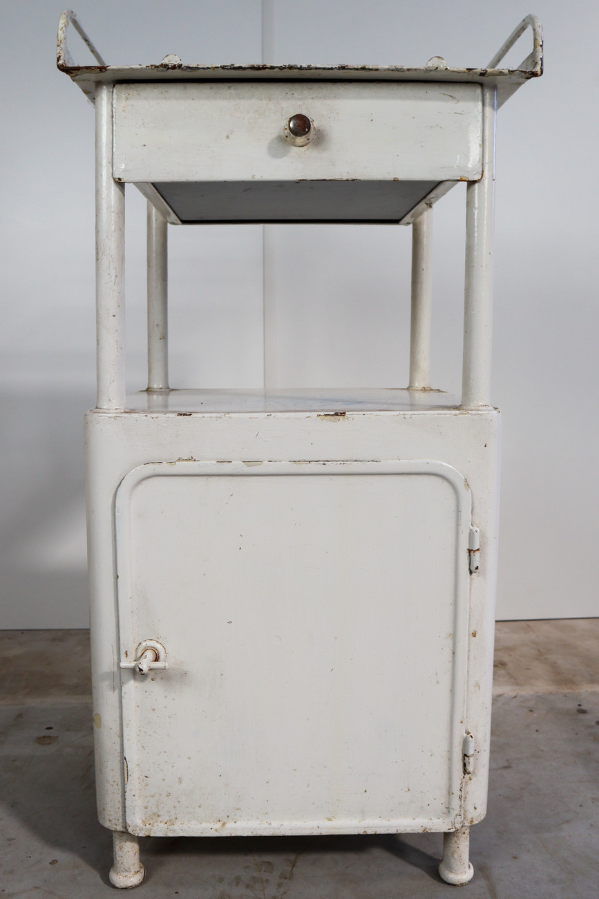 18 X Original Vintage Industrial Hospital Medical Metal Bedside Tables Cabinets Early 20th Century Davidowski Recent Added Items European Antiques Decorative