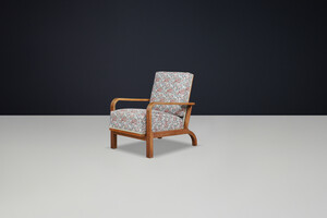 1930s Czechoslovak Reclining Armchairs in Original Floral Upholster. Early-20th century