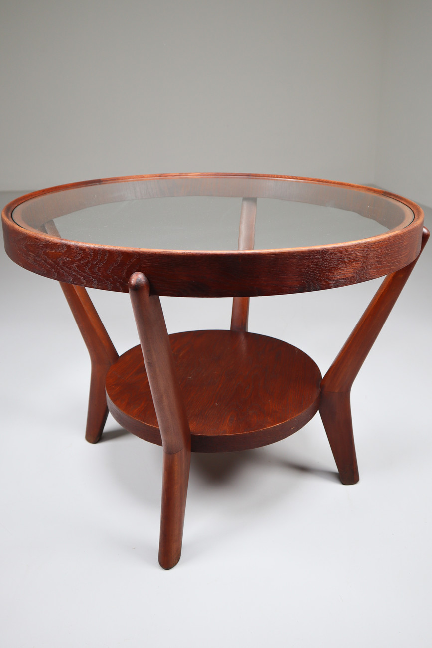 1930s Round Art Deco Side Tables by Jindrich Halabala Early-20th century
