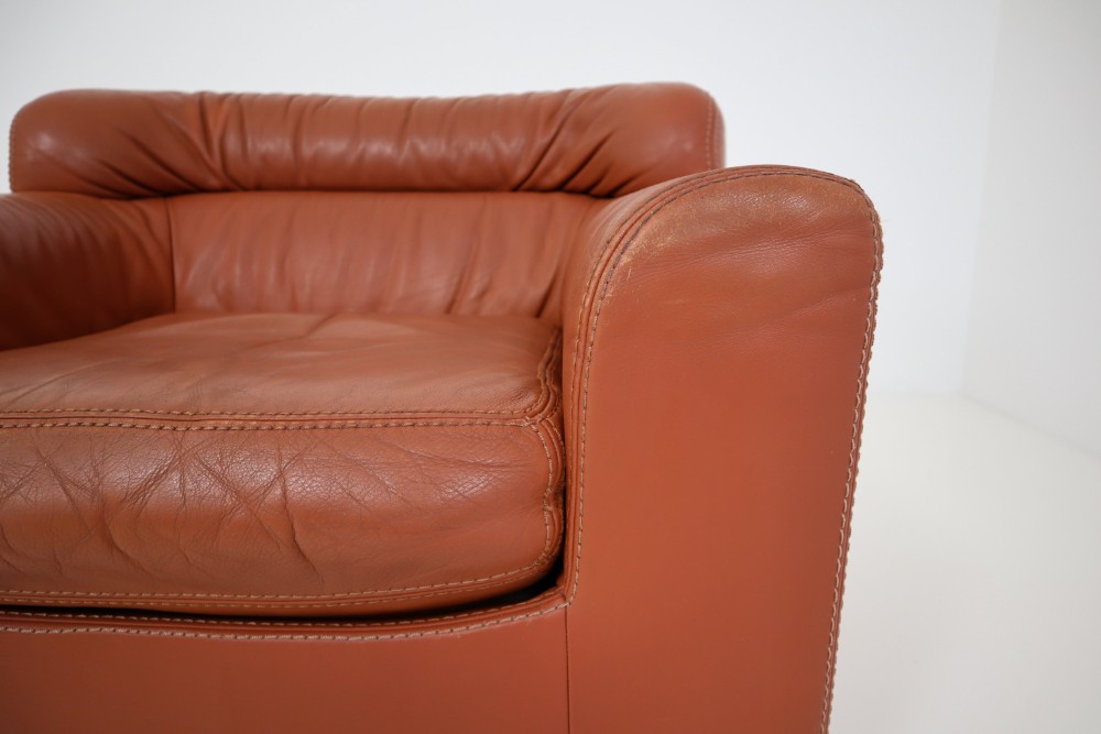 1970 Durlet Cognac Buffalo Neck-Leather Armchairs