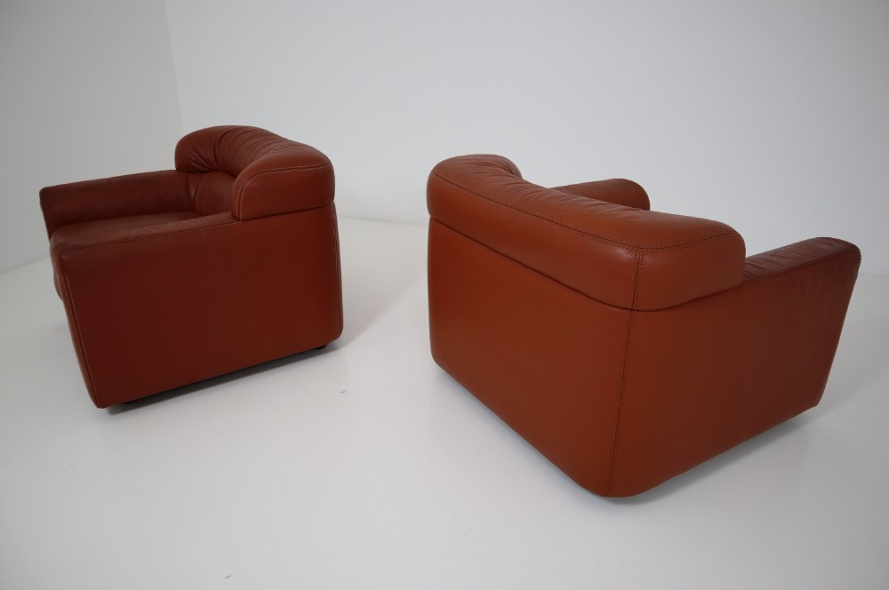 1970 Durlet Cognac Buffalo Neck-Leather Armchairs
