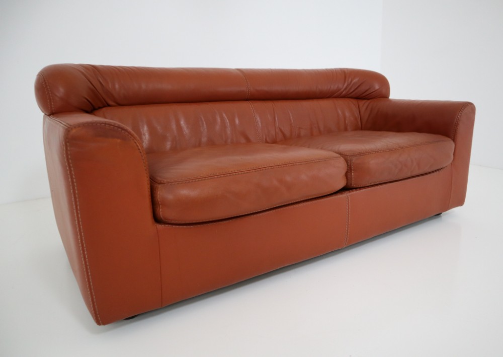 1970s Durlet Cognac Buffalo Neck-Leather Sofa