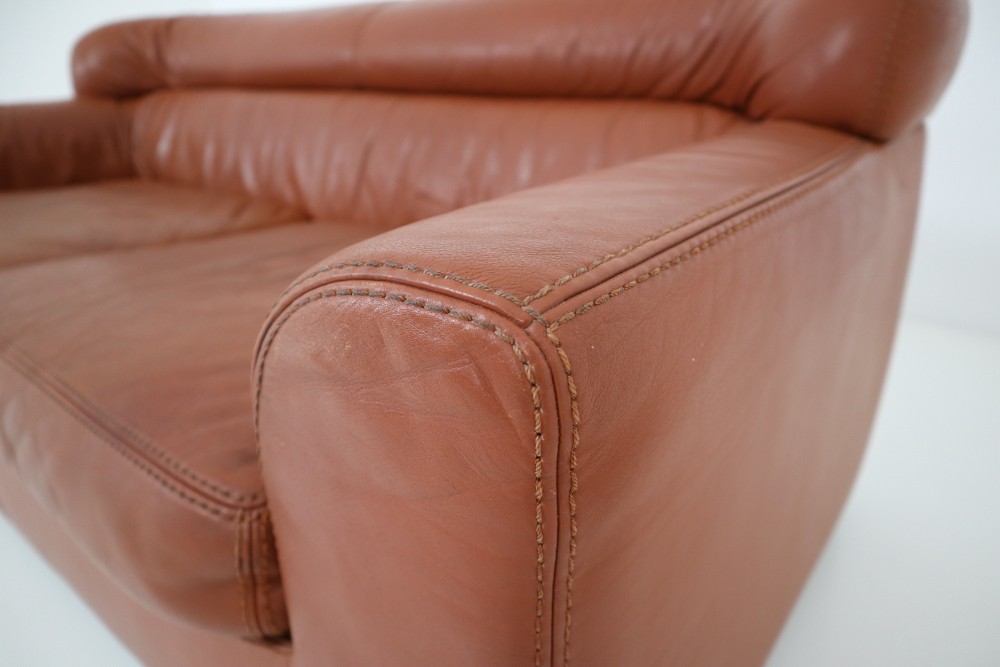 1970s Durlet Cognac Buffalo Neck-Leather Sofa