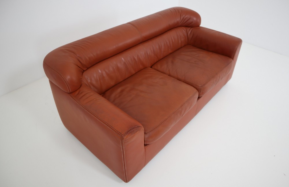 1970s Durlet Cognac Buffalo Neck-Leather Sofa
