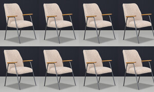 1970s German Steel and Wood Armchairs with Teddy Upholstery Late-20th century