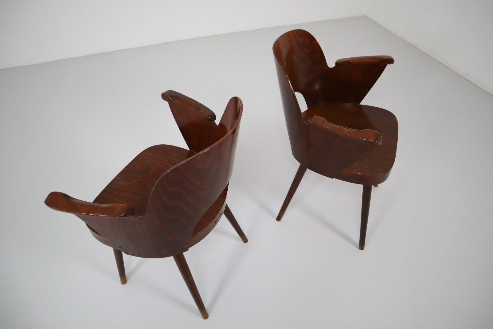 2 x Bent Plywood Armchairs by Oswald Haerdtl, 1960s Mid-20th century