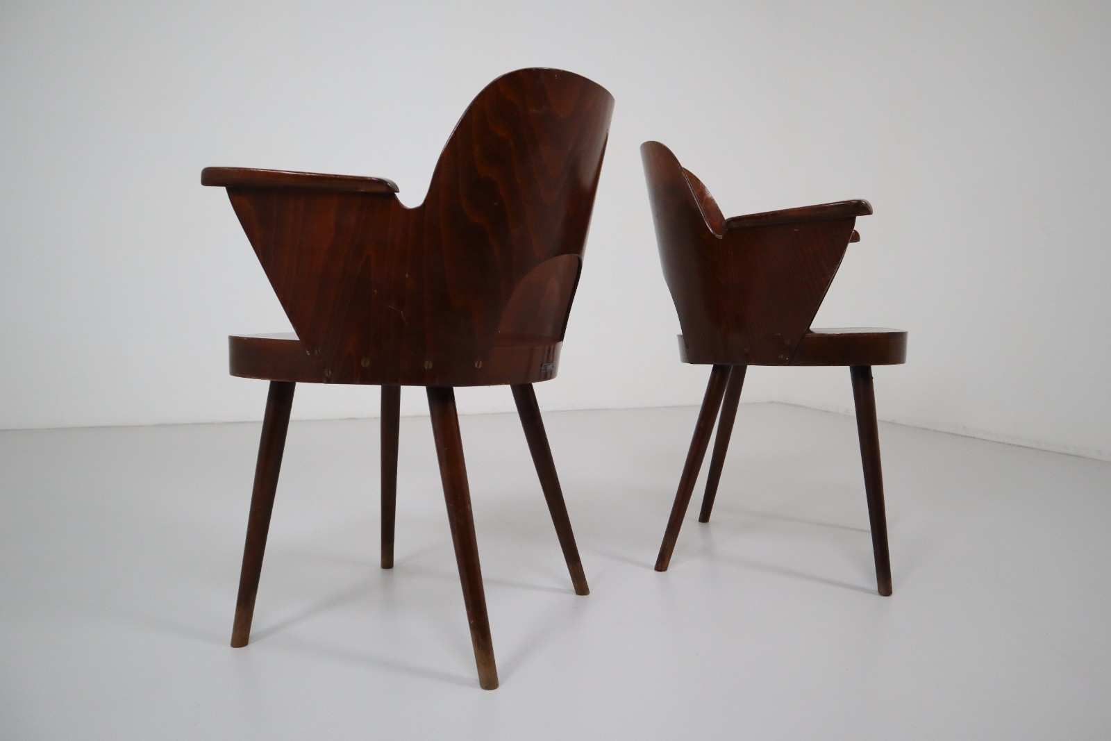 2 x Bent Plywood Armchairs by Oswald Haerdtl, 1960s Mid-20th century