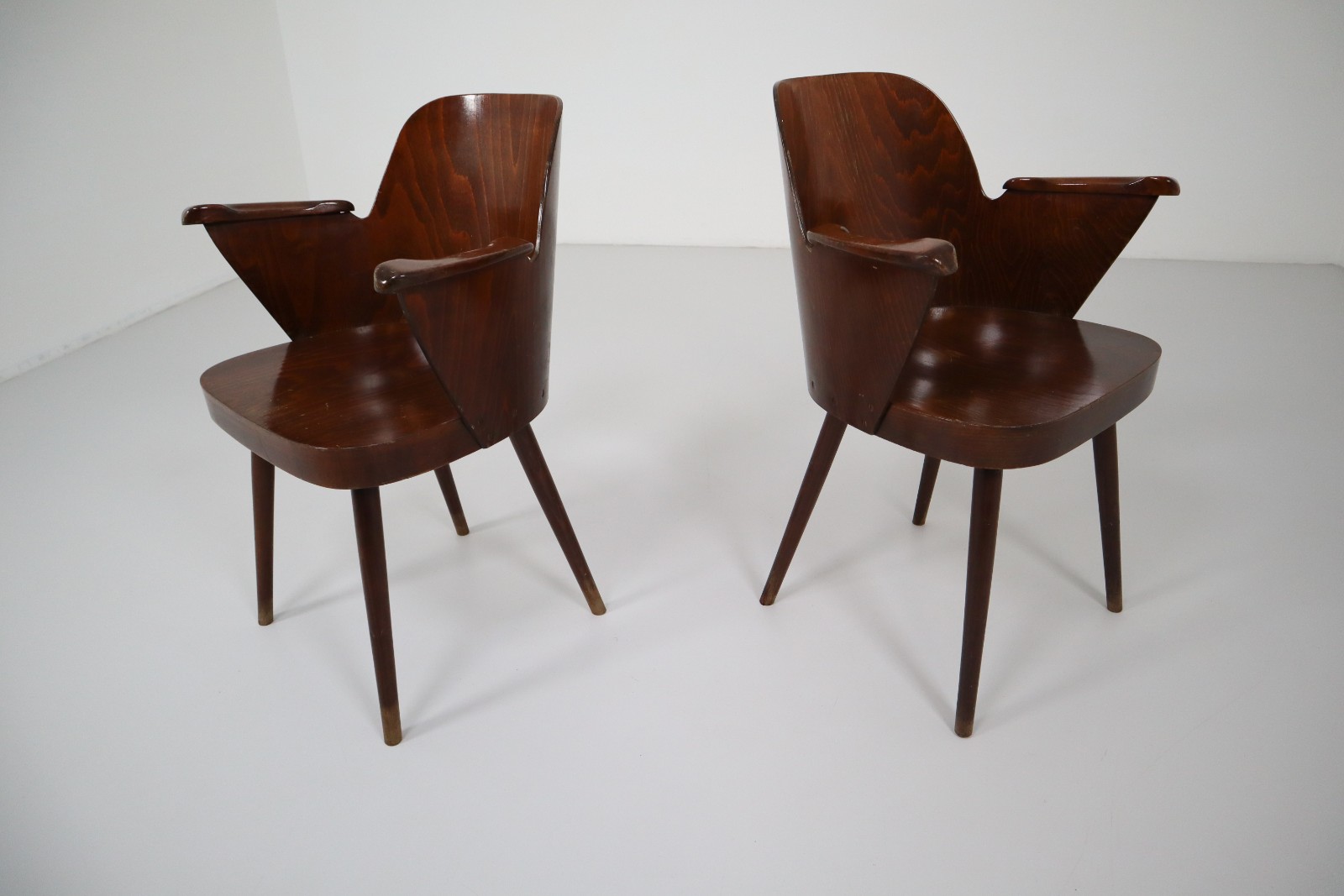 2 x Bent Plywood Armchairs by Oswald Haerdtl, 1960s Mid-20th century