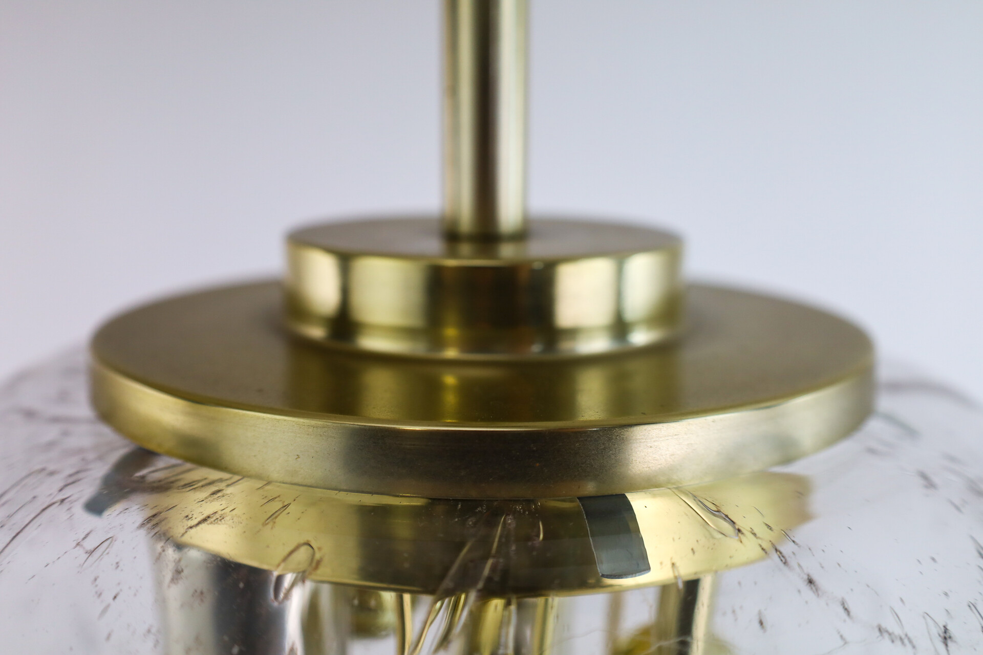 2 x Large Doria Globe Pendant Light, Glass and Brass, Germany 1970s Mid-20th century