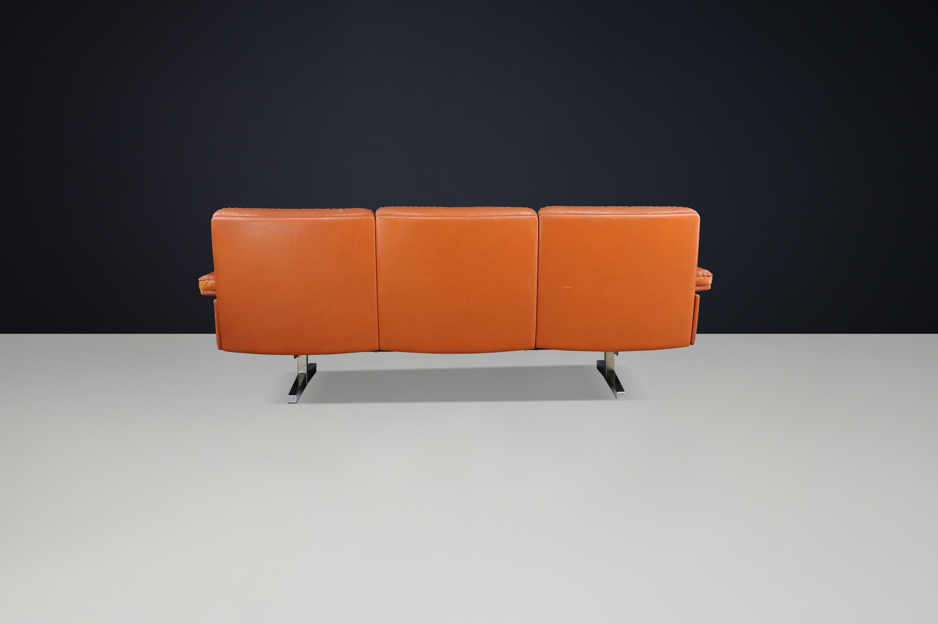 20Th Century De Sede DS-31 Cognac Leather Three-Seat Sofa, Switzerland, 1970s Late-20th century