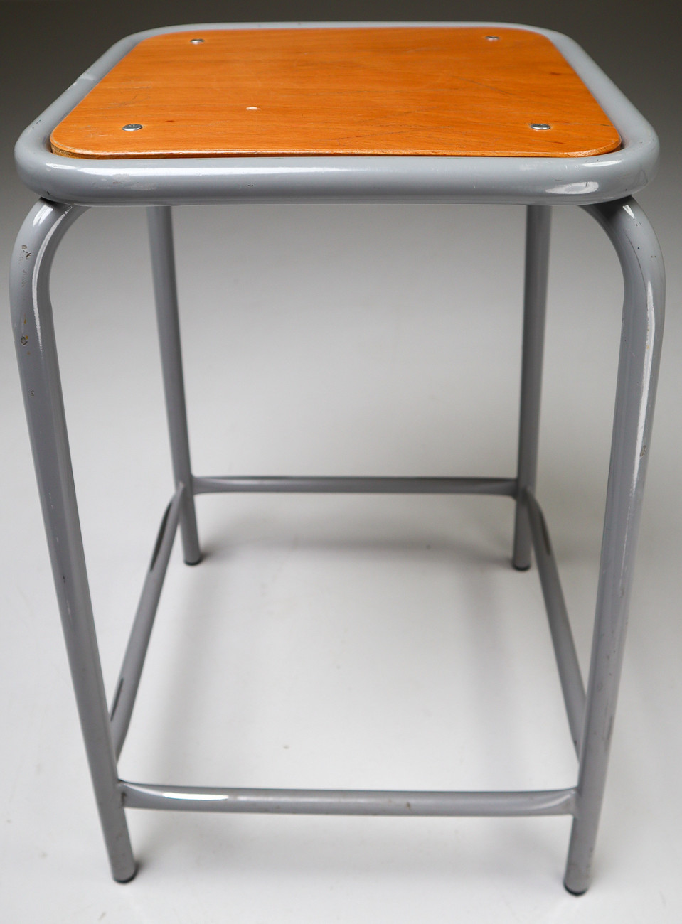 3 Grey French Industrial Stools Mid-20th century