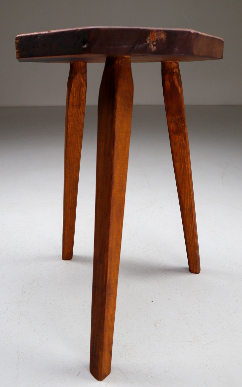 4 x Brutalist Pinewood stools France 1970s Mid-20th century