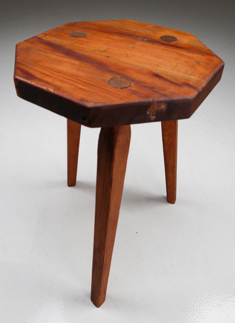 4 x Brutalist Pinewood stools France 1970s Mid-20th century