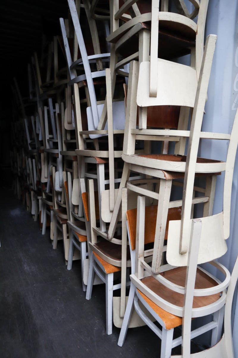 70 x Patinated Chairs in Wood CZ 1950s Mid-20th century