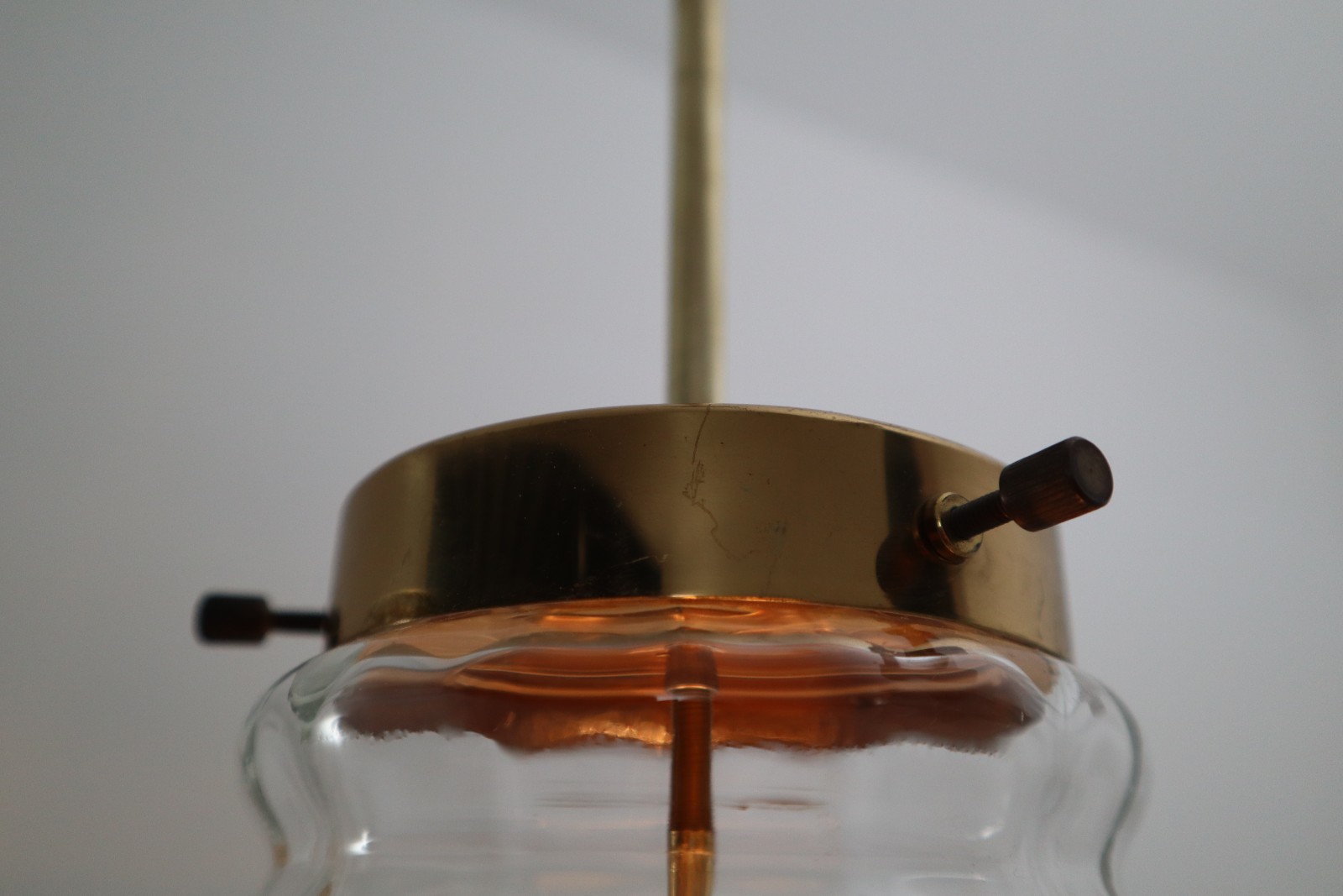 9 x Midcentury Pendants with clear Glass and Brass Europe 1960s Mid-20th century