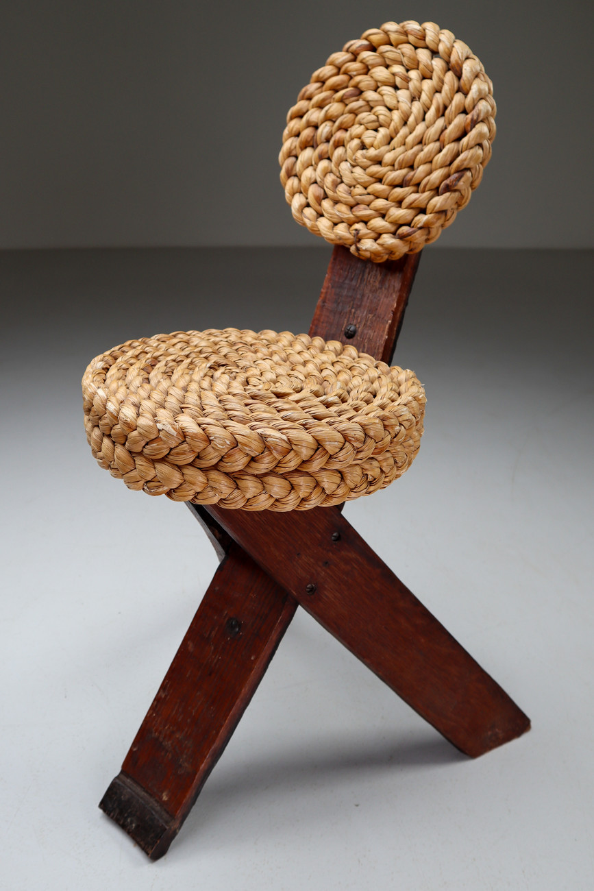 Adrian & Frida Audoux-Minet table, chair and stool, France 1960 Mid-20th century