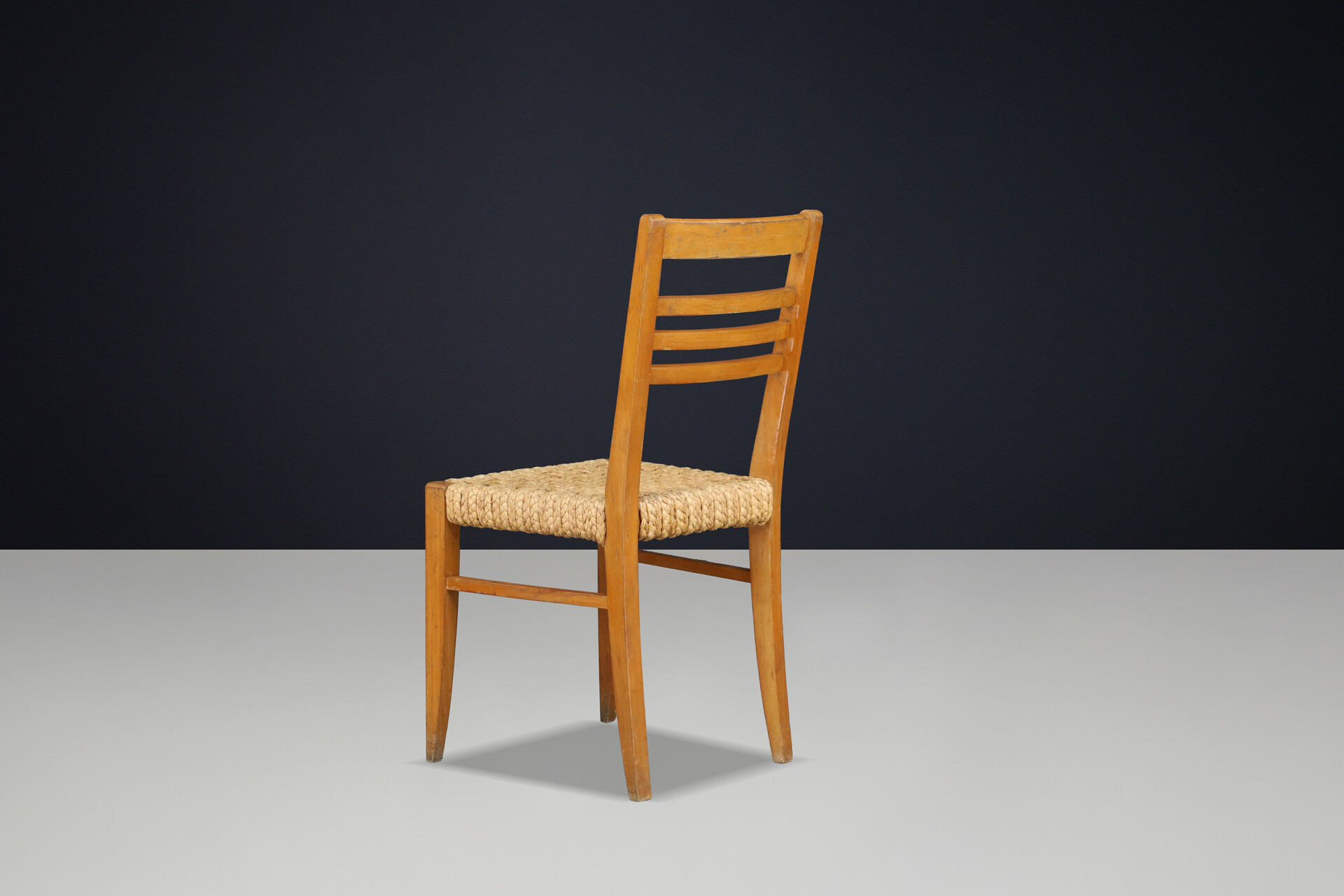 Adrien Audoux & Frida Minet for Vibo Set of Eight French Hemp Rope Dining Chairs Mid-20th century