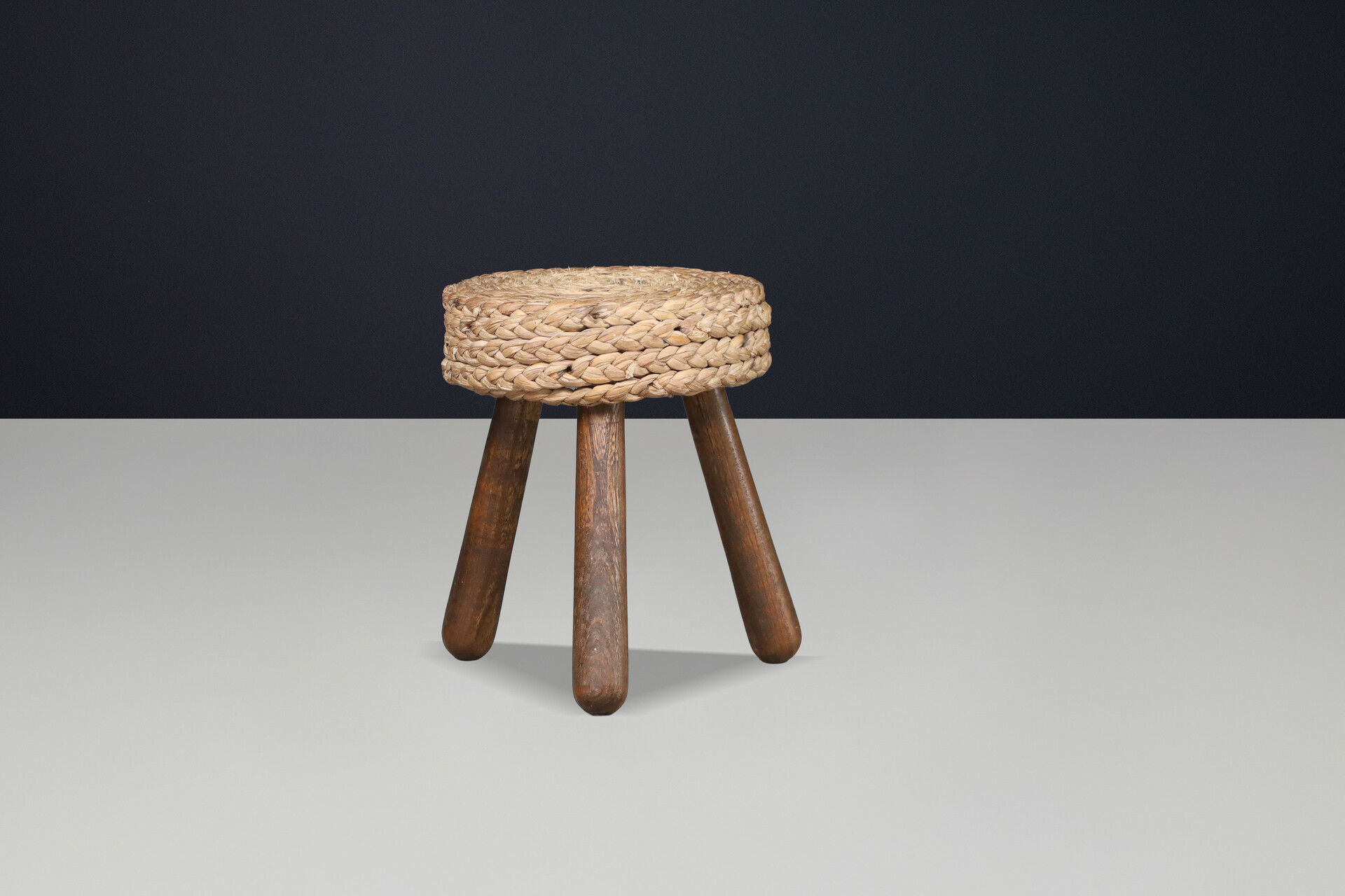 Adrien Audoux & Frida Minet Rope and Beech Stool, France 1950s Mid-20th century