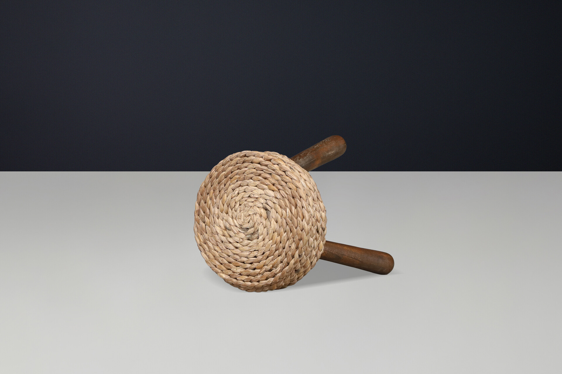 Adrien Audoux & Frida Minet Rope and Beech Stool, France 1950s Mid-20th century