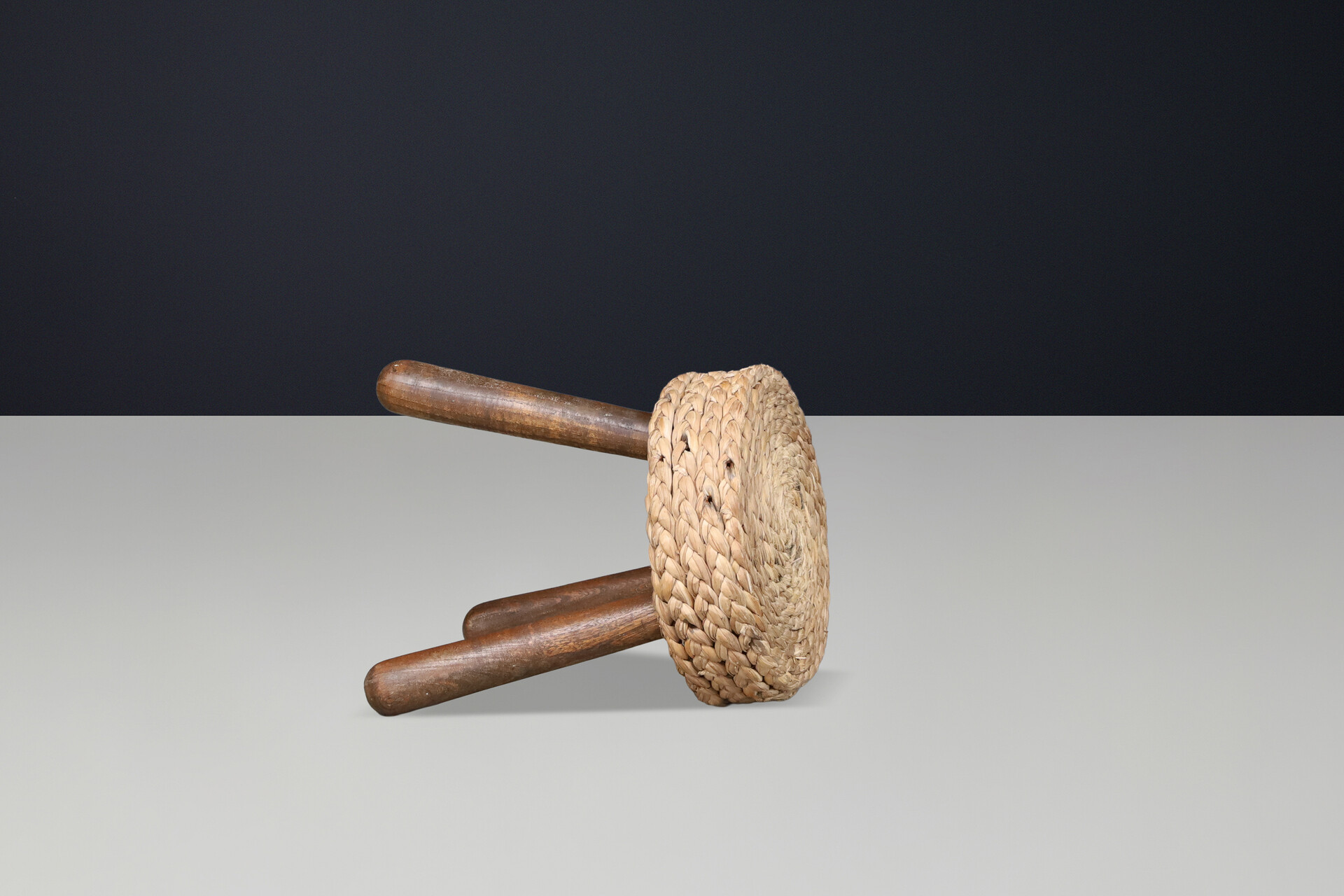 Adrien Audoux & Frida Minet Rope and Beech Stool, France 1950s Mid-20th century