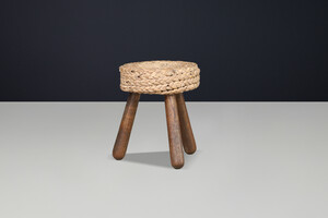 Adrien Audoux & Frida Minet Rope and Beech Stool, France 1950s Mid-20th century