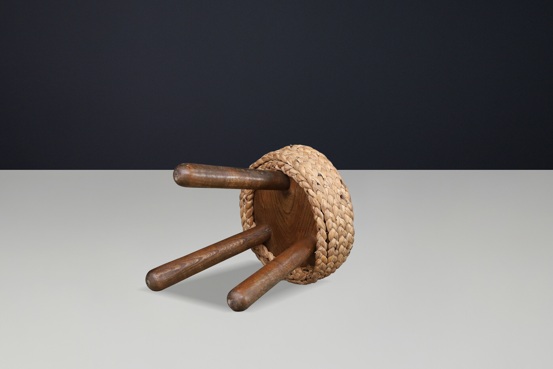 Adrien Audoux & Frida Minet Rope and Beech Stool, France 1950s Mid-20th century