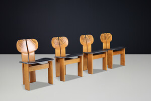 Afra & Tobia Scarpa ‘Africa’ Chairs for Maxalto, Walnut & Leather, Italy 1975 Late-20th century
