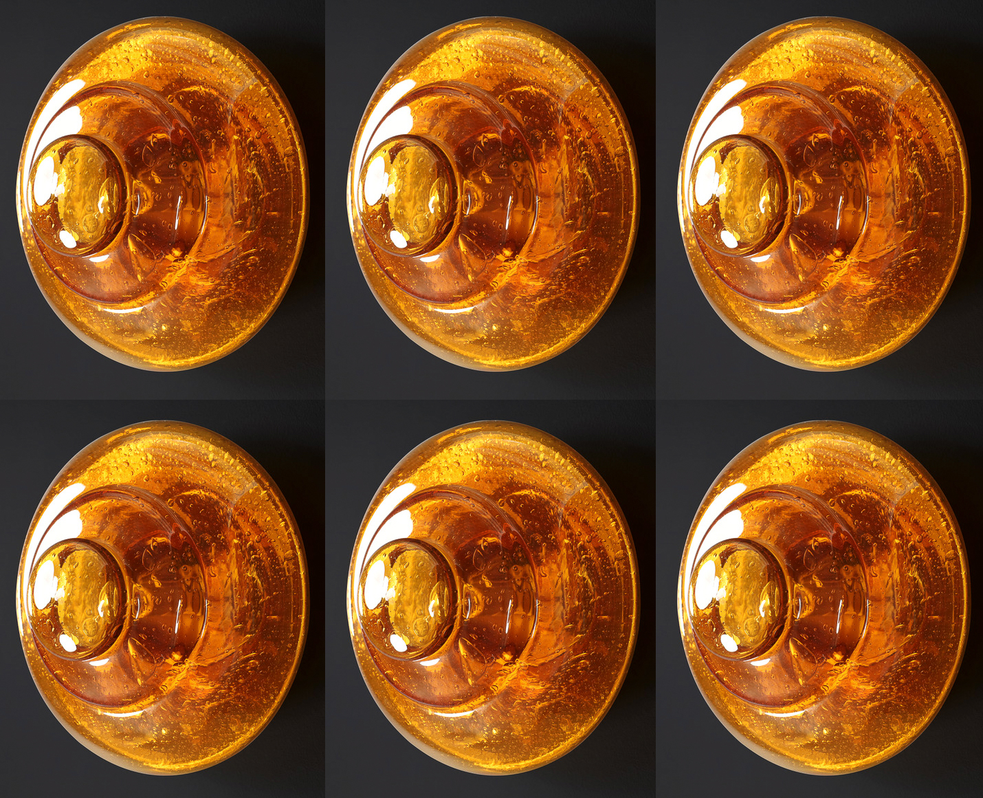 Amber Murano Glass Flush Mount or Wall Light, Italy, 1960s – Hand-Blown Mid-20th century