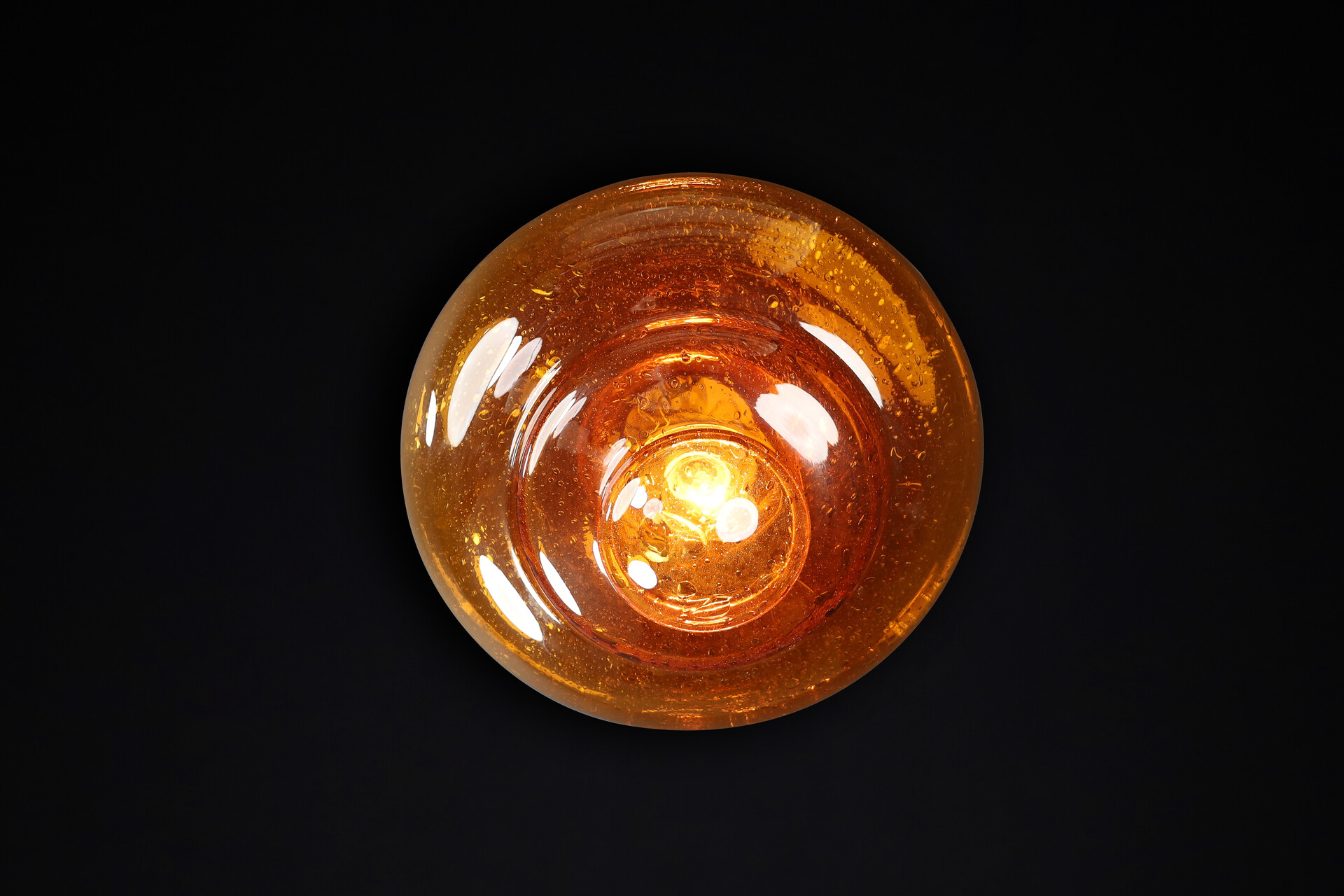 Amber Murano Glass Flush Mount or Wall Light, Italy, 1960s – Hand-Blown Mid-20th century