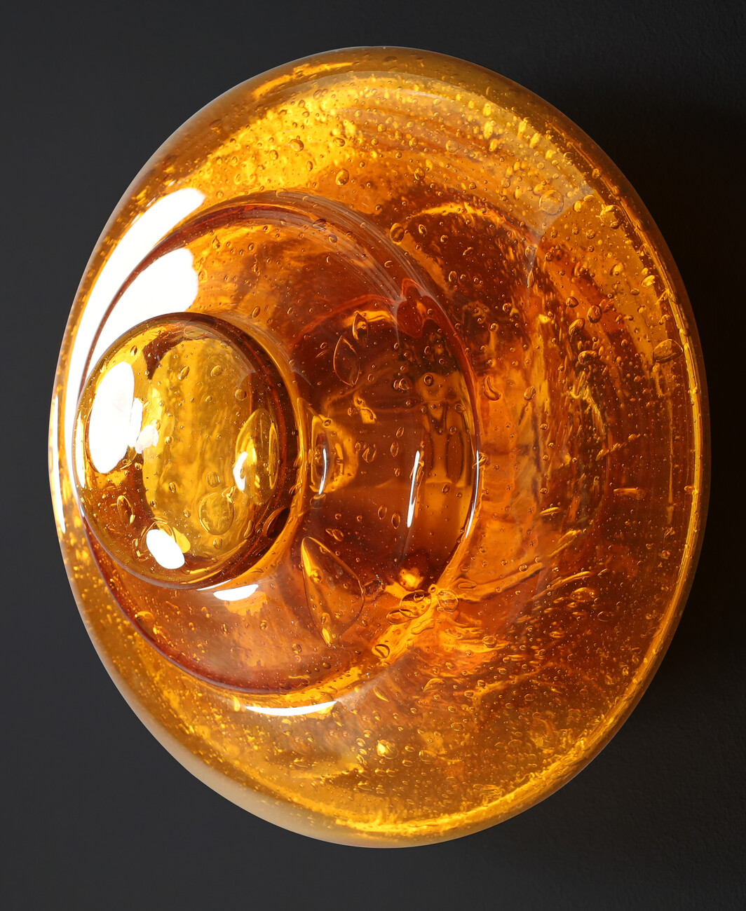 Amber Murano Glass Flush Mount or Wall Light, Italy, 1960s – Hand-Blown Mid-20th century