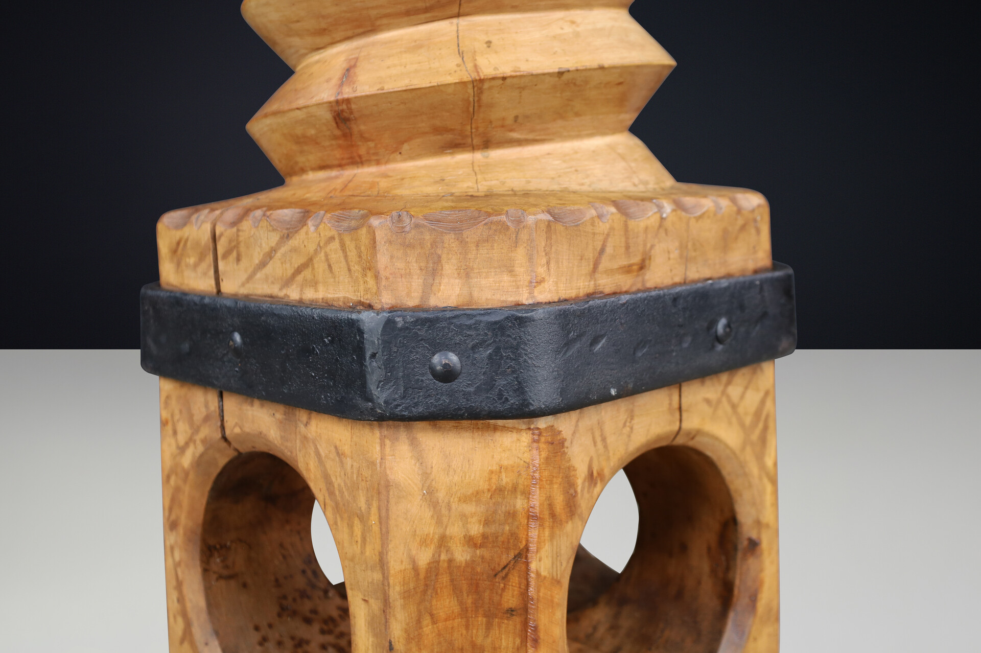 Antique 19th Century French Grape Press Screw Pedestal with Amazing Patina 19th century