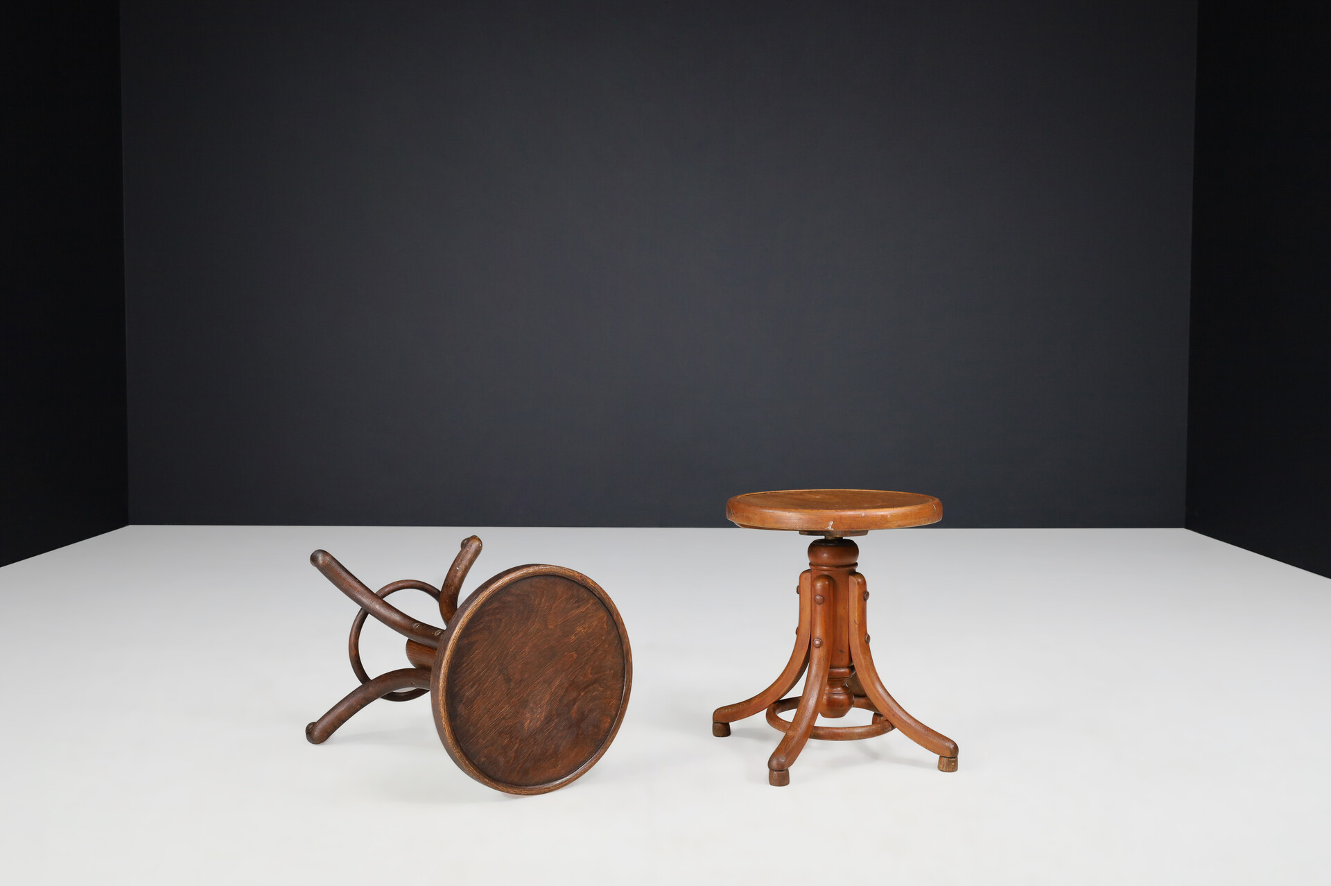 Antique Adjustable tabouret stools by Thonet, Austria 1910 20th century