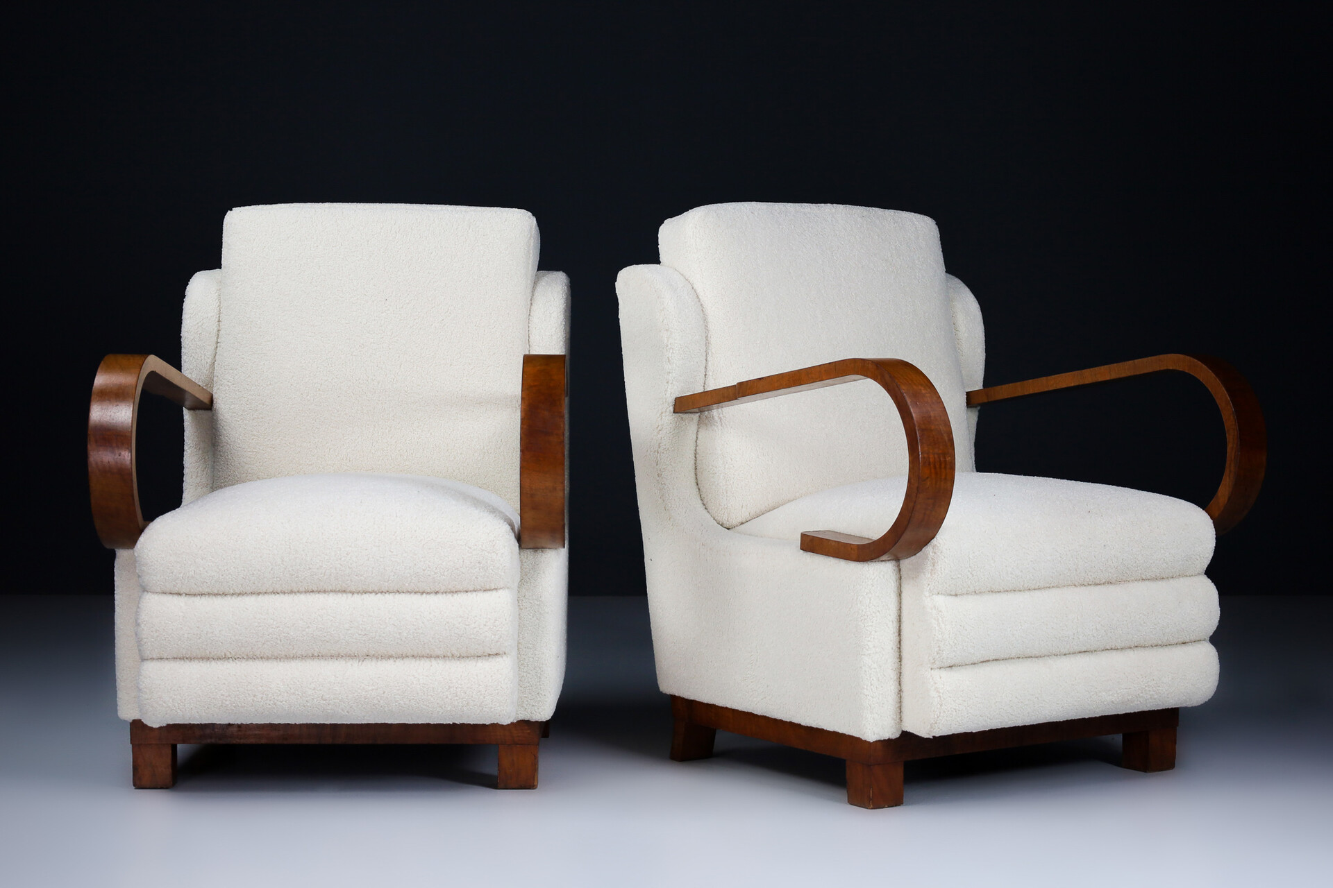 Antique Art Deco Arm Chairs Lounge Chairs With New Upholstered
