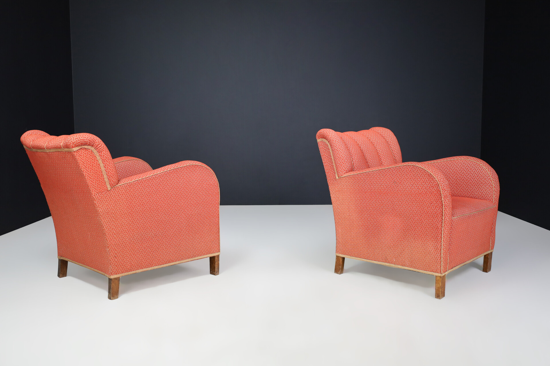 Antique Art deco arm chairs with original upholstery Praque 1930s Early-20th century