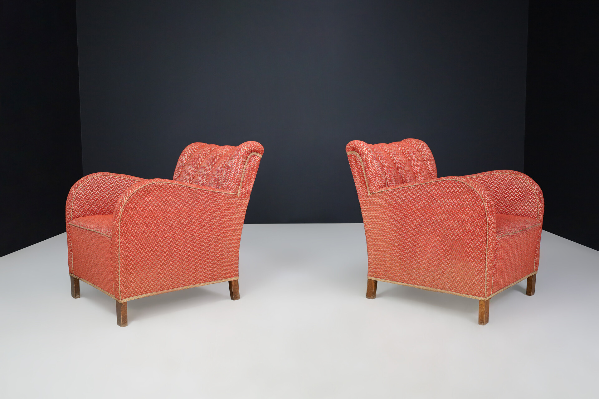 Antique Art deco arm chairs with original upholstery Praque 1930s Early-20th century