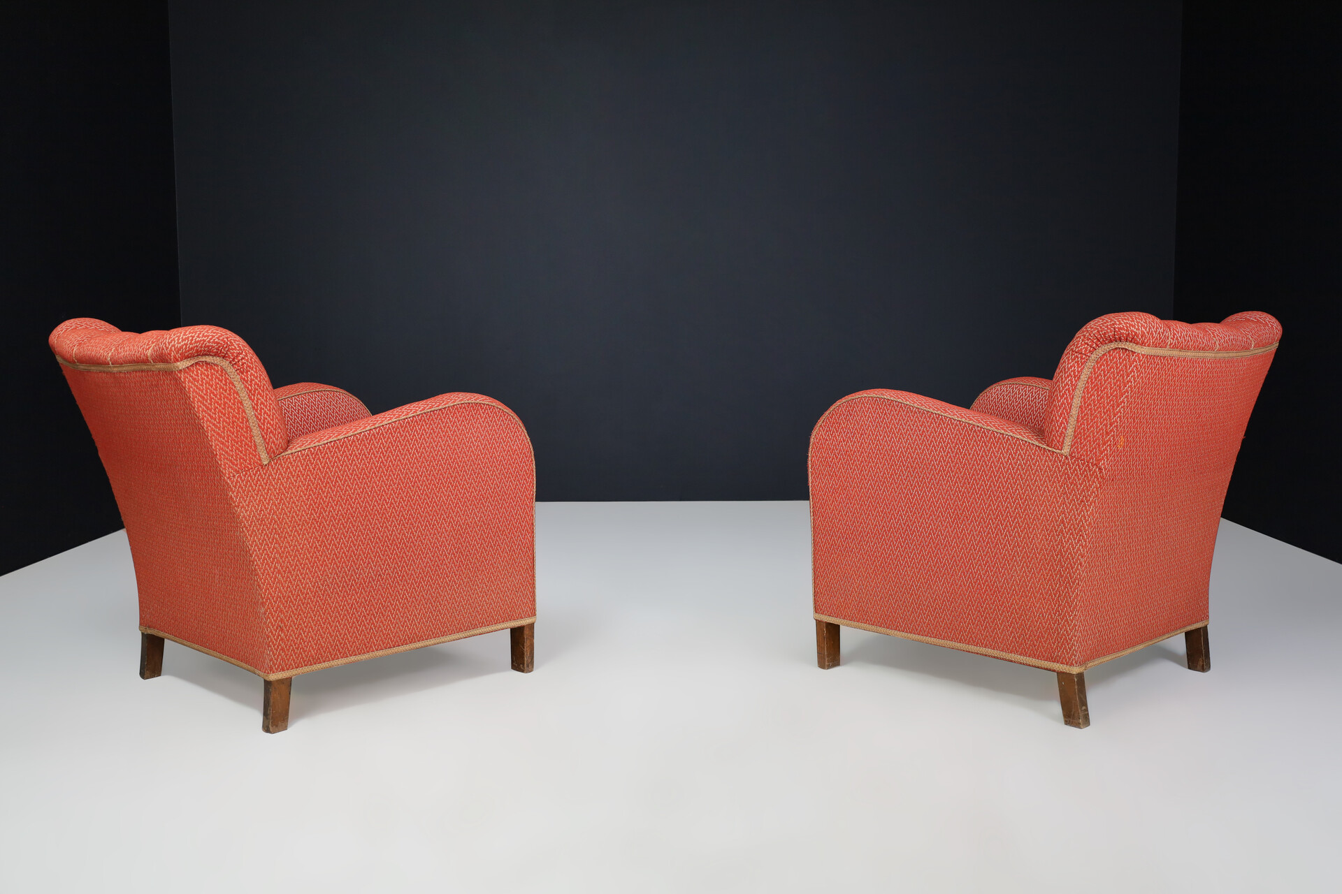 Antique Art deco arm chairs with original upholstery Praque 1930s Early-20th century
