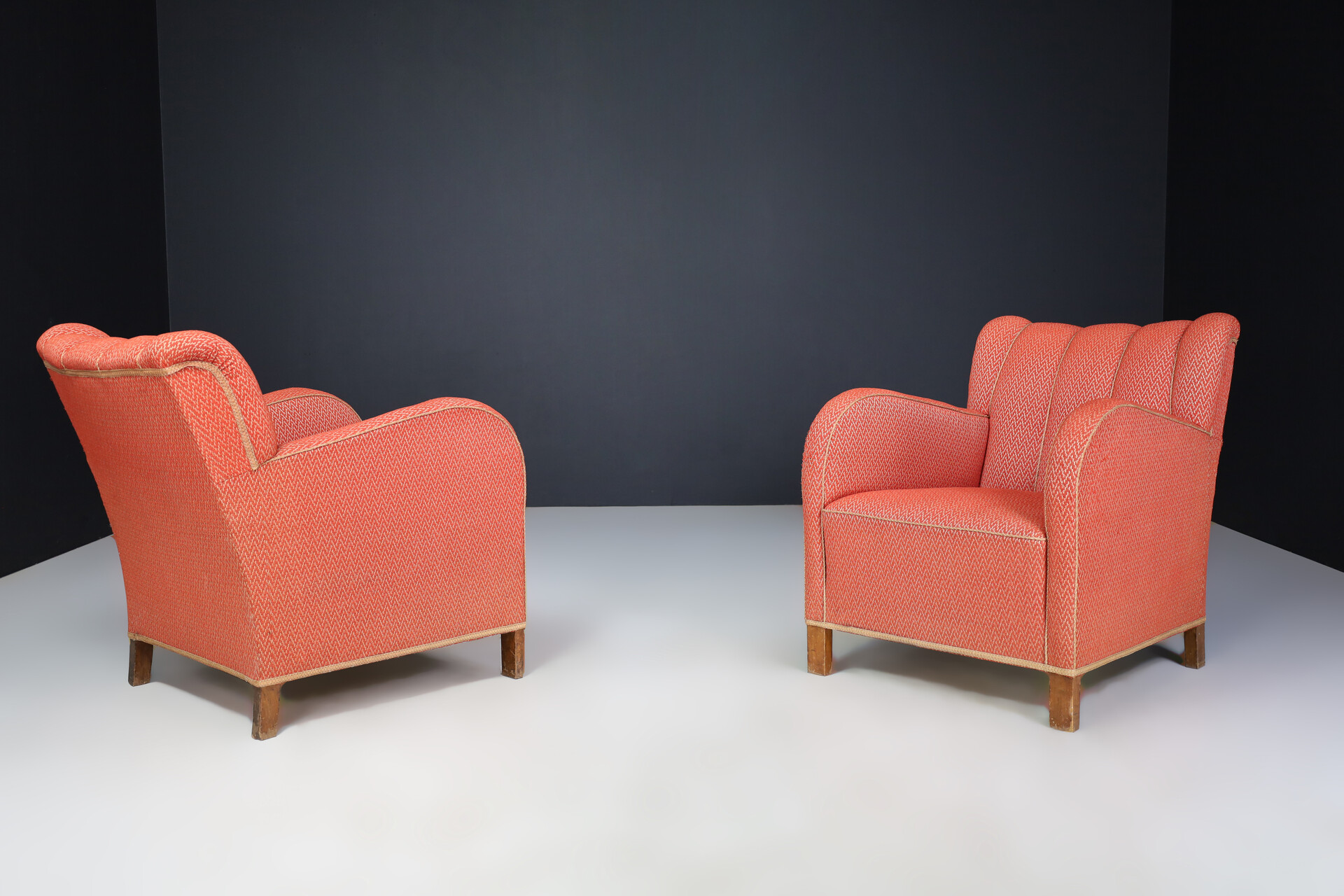 Antique Art deco arm chairs with original upholstery Praque 1930s Early-20th century