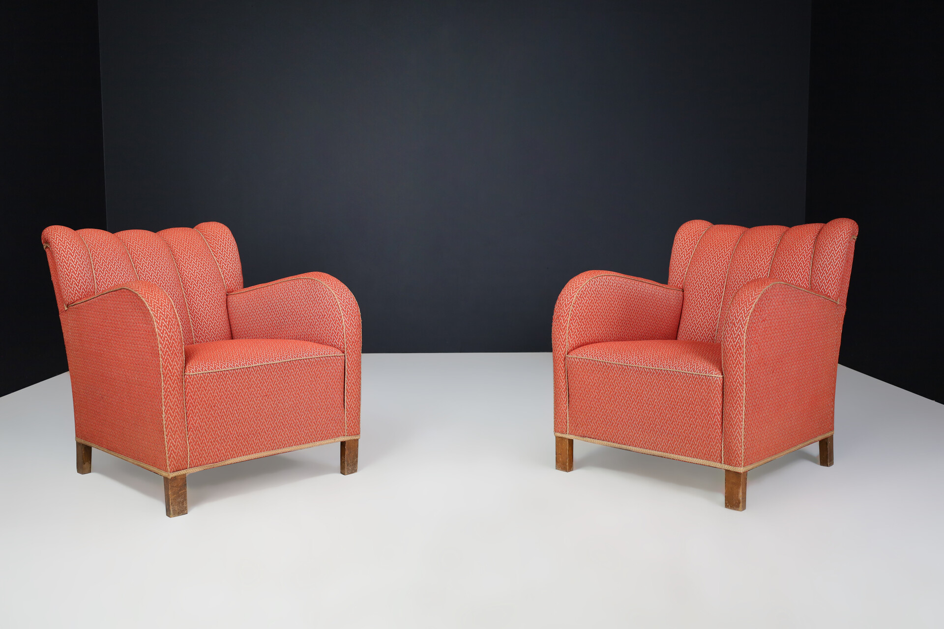 Antique Art deco arm chairs with original upholstery Praque 1930s Early-20th century